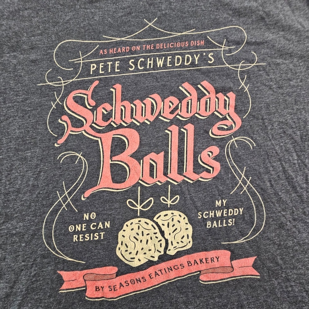 Schweddy Balls Season Eatings Bakery Gray Short Sleeve T-Shirt Men's XL